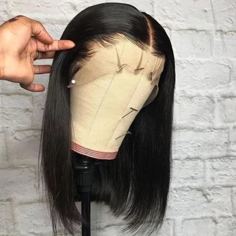 Pre Parted 13X4 Lace Front Bob Wig - Peluca de cabello humano real con