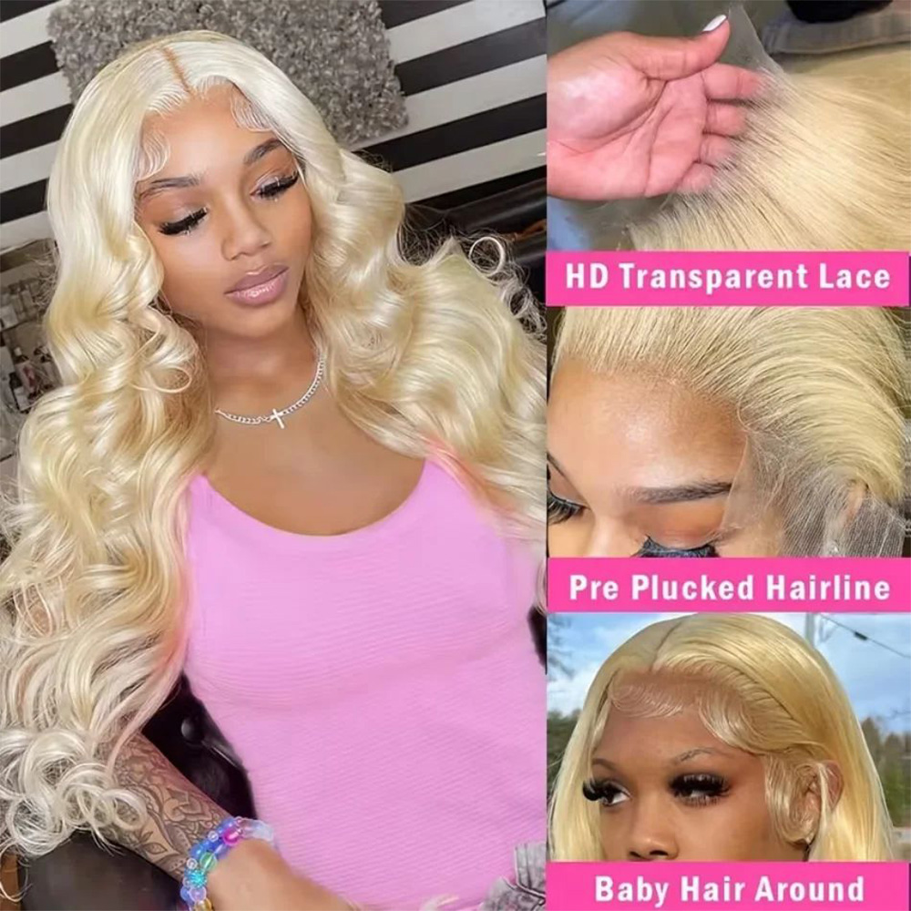 613 Blonde Body Wave Lace Front Wig - 613 13x6 HD Peluca Frontal de
