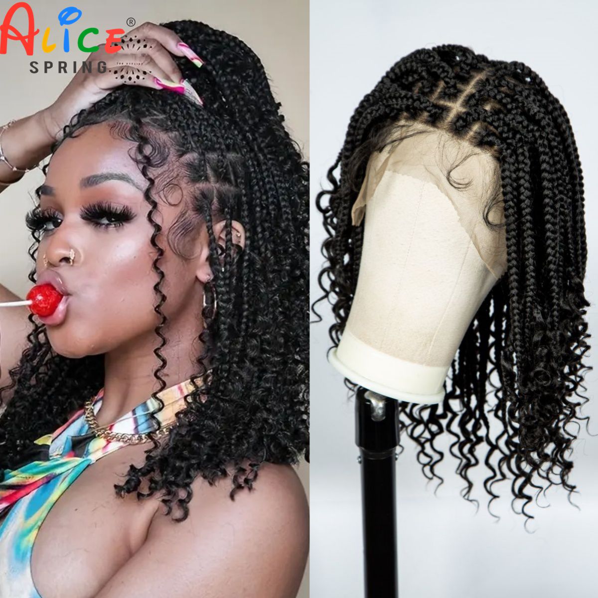 Synthetic Braided Wigs For Black Women - Pelucas trenzadas en caja sin nudos