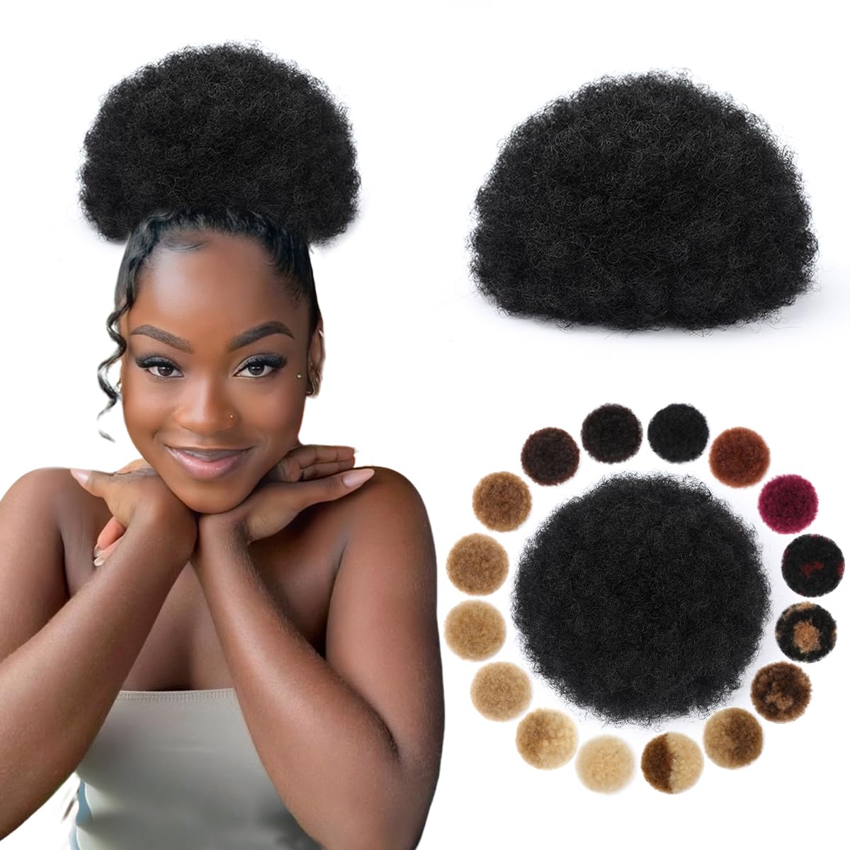 Drawstring Afro Curly Puff Ponytail - Coleta Afro Sintética con Cordón, Moño