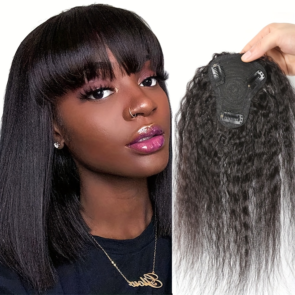Hair Bundles - Pelo liso rizado con flequillo, pieza