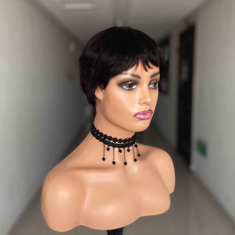 Pelucas de cabello humano liso - Short Pixie Cut Wig Human Hair Cheap reseña y precio