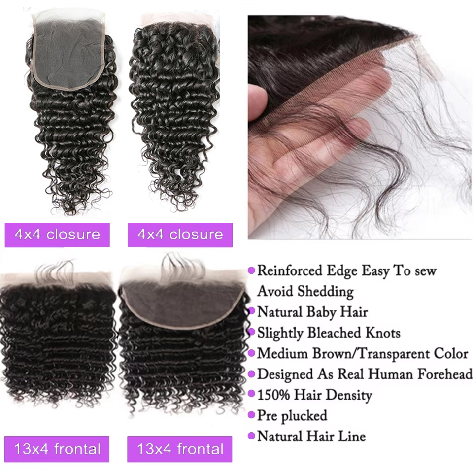 Paquetes de cabello brasileño  - Deep Wave 3 Bundles With Closure reseña y precio