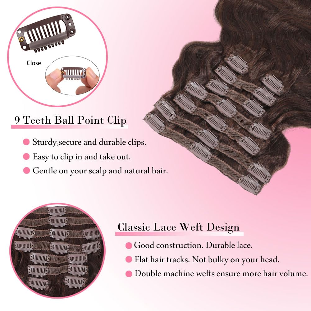 # 4 Clip de onda del cuerpo ma - Seamless Clip In Hair Extensions Human Hair reseña y precio