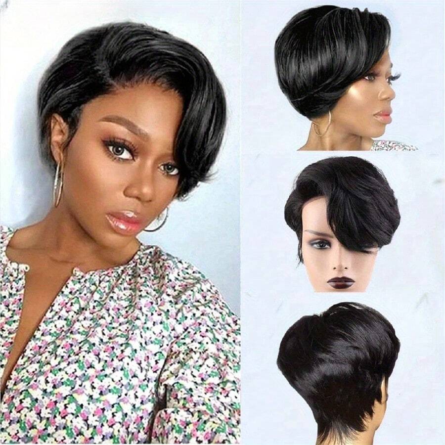 Peluca corta barata al por may - Short Pixie Cut Wig Human Hair Cheap reseña y precio