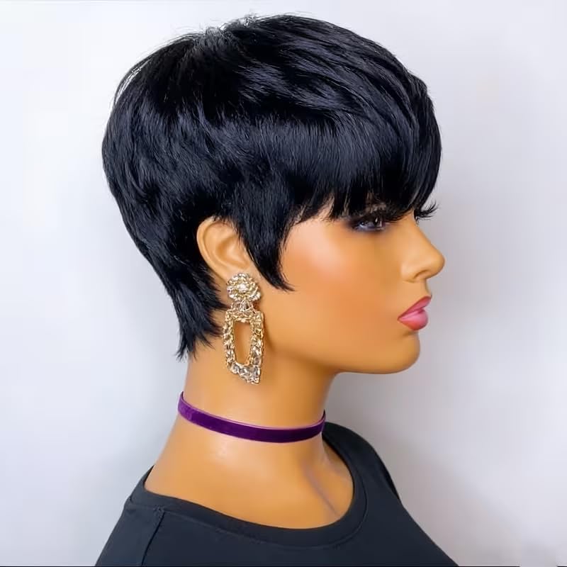 Pelucas de cabello humano cort - Short Pixie Cut Wig Human Hair Cheap reseña y precio