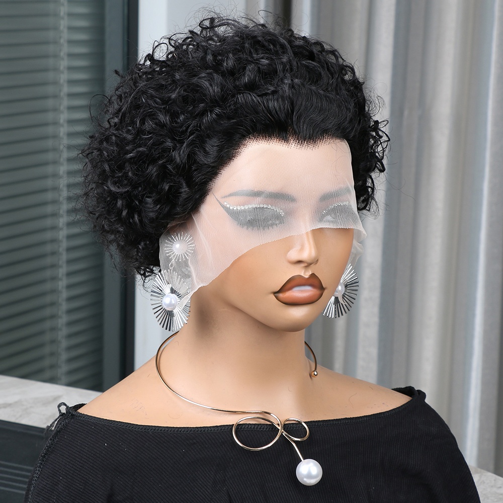 Peluca de cabello humano con c - Short Pixie Cut Wig Human Hair Cheap reseña y precio