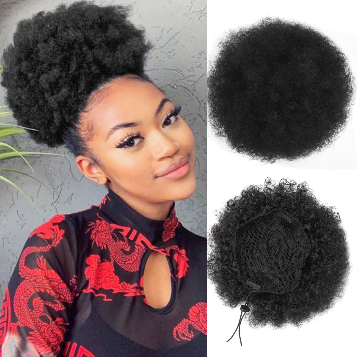 Cola de Caballo Afro Puff con  - Drawstring Afro Curly Puff Ponytail reseña y precio