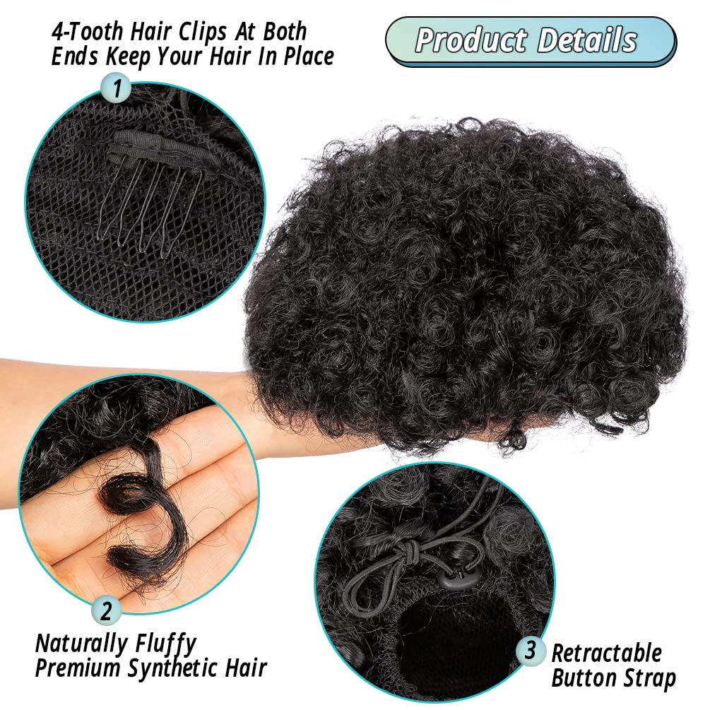 Cola de Caballo Afro Puff con  - Drawstring Afro Curly Puff Ponytail reseña y precio