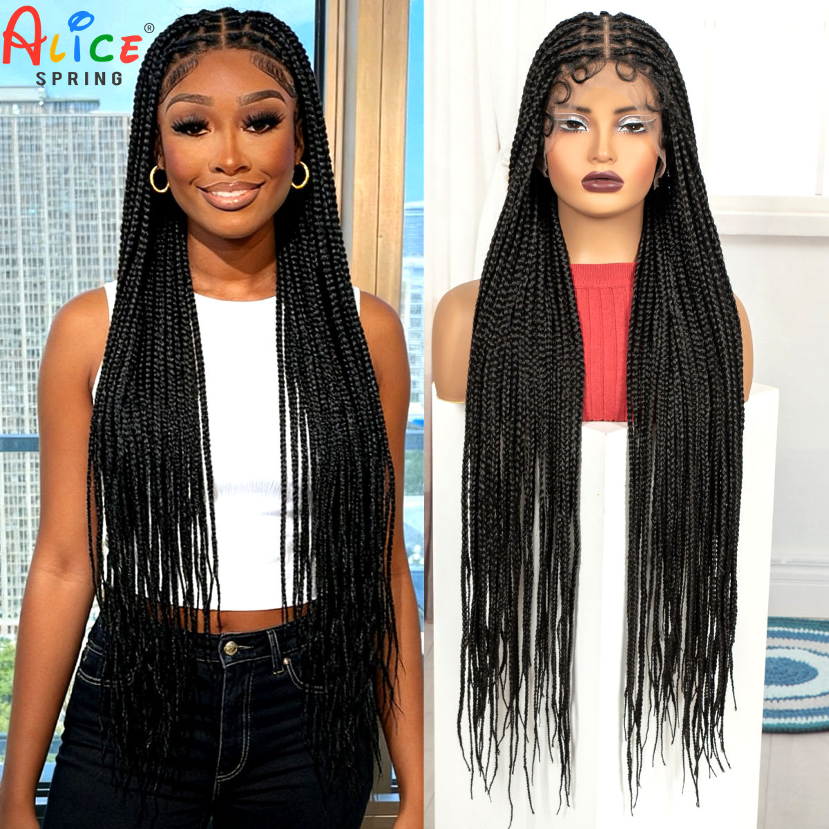 Pelucas trenzadas sintéticas d - Synthetic Braided Wigs For Black Women reseña y precio