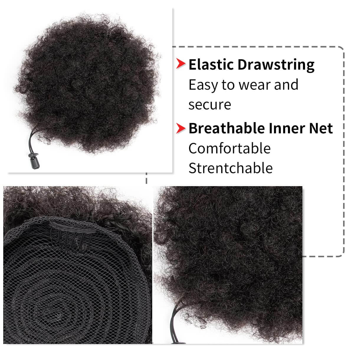 Coleta Afro Sintética con Cord - Drawstring Afro Curly Puff Ponytail reseña y precio