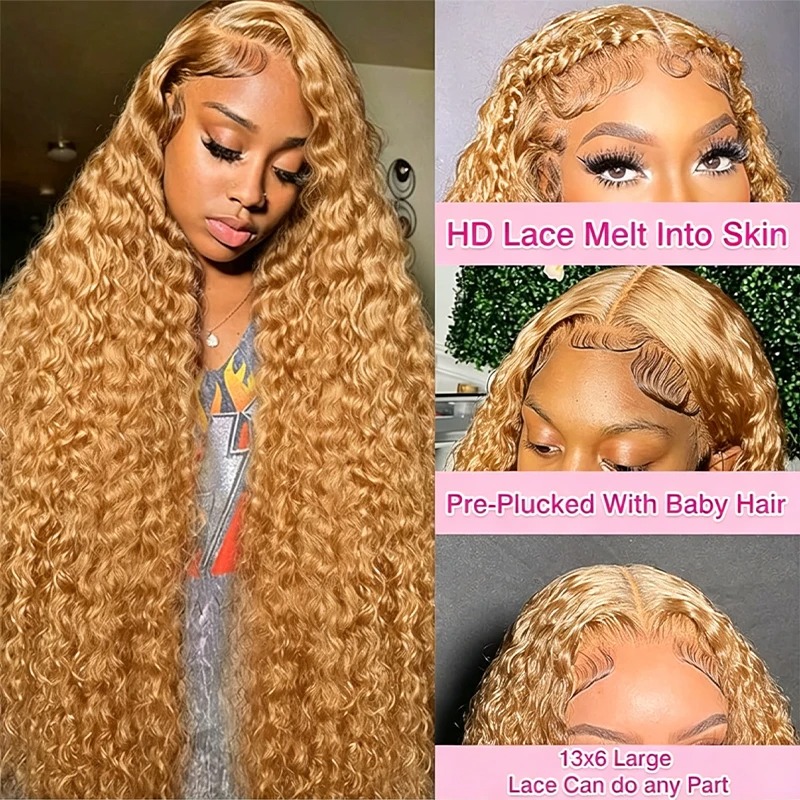34 peluca rubia miel de 38 pul - Lace Front Wigs reseña y precio