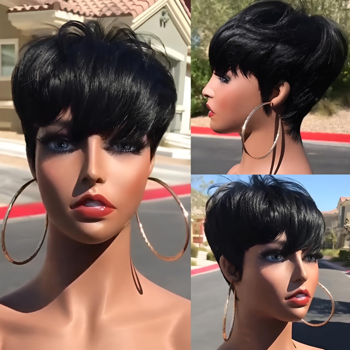 Pelucas cortas de cabello huma - Short Pixie Cut Wig Human Hair Cheap reseña y precio