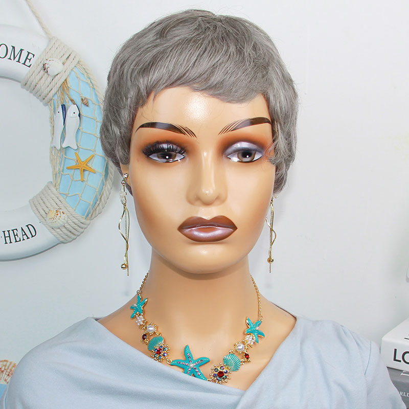Pelucas cortas y rectas de cab - Short Pixie Cut Wig Human Hair Cheap reseña y precio