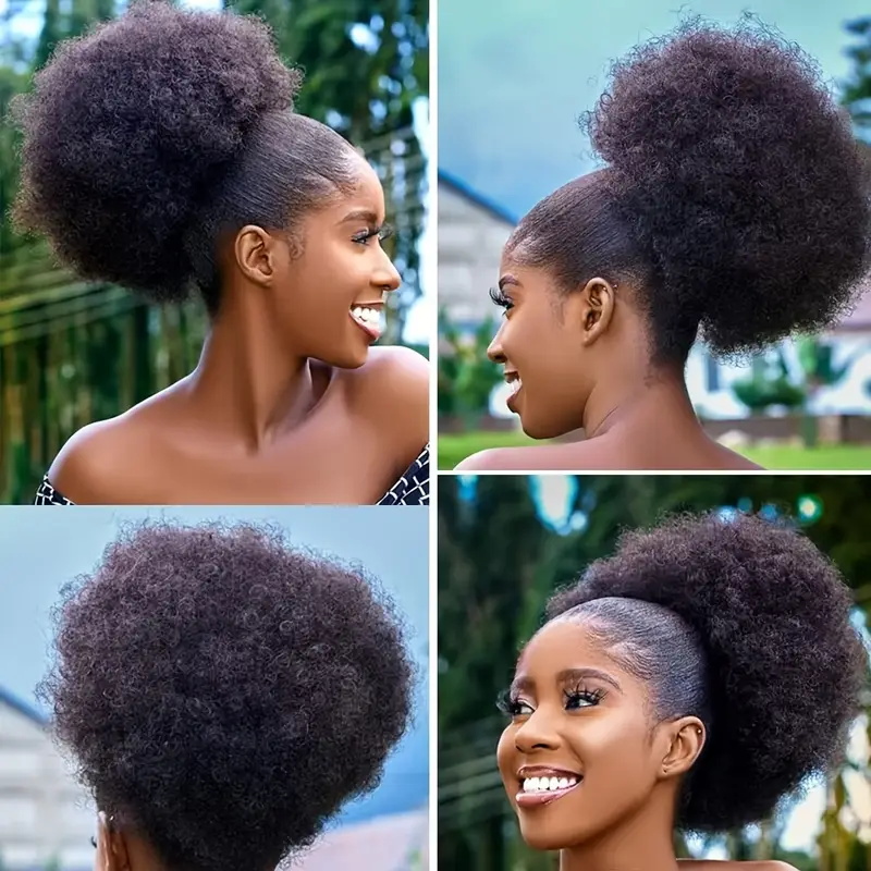 1 pieza de extensión de cola d - Drawstring Afro Curly Puff Ponytail reseña y precio