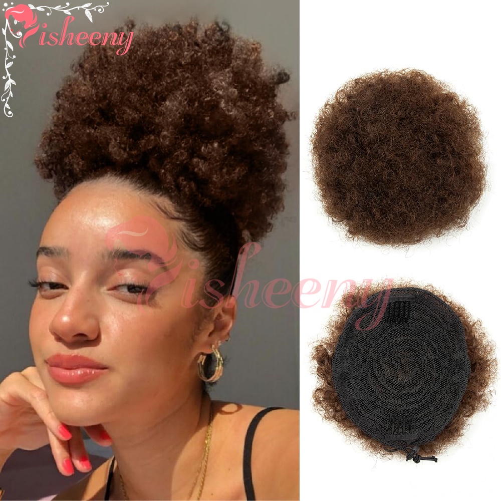 Isheeny Coleta Afro Rizada con - Drawstring Afro Curly Puff Ponytail reseña y precio