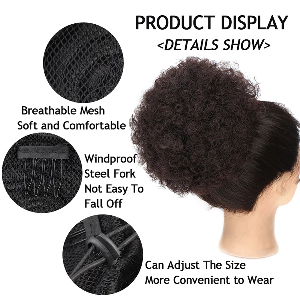 Extensiones sintéticas de cola - Drawstring Afro Curly Puff Ponytail reseña y precio