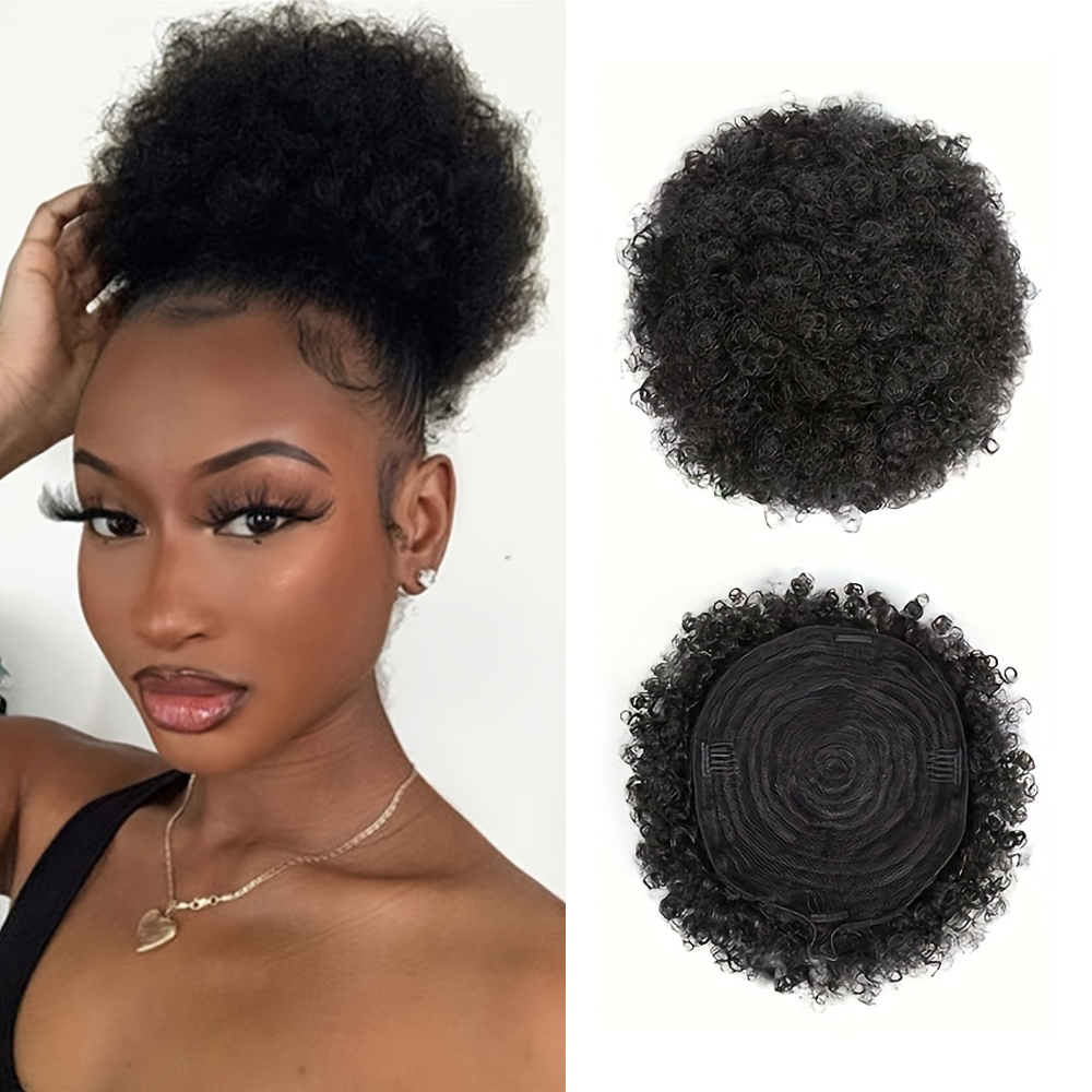 Afro Kinky Puffs 100% moños de - Drawstring Afro Curly Puff Ponytail reseña y precio